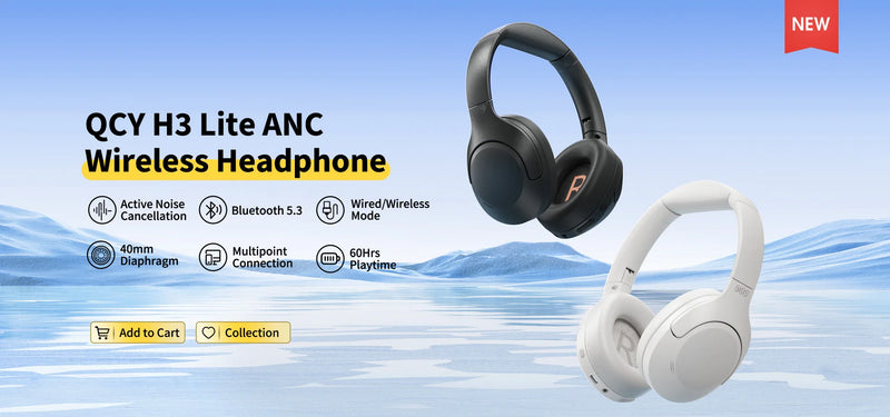 Fones de ouvido QCY H3  sem fio Bluetooth 5.3 Cancelamento de ruído Arco reforçado promoção