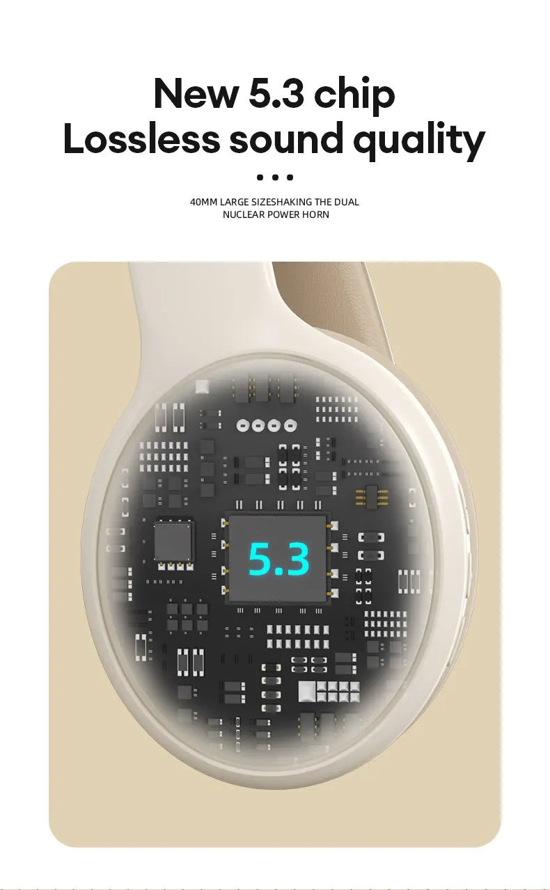 Fones de Ouvido TH30 Bluetooth 5.3 com Microfone/Cancelamentos de Ruídos e sistema Gamer