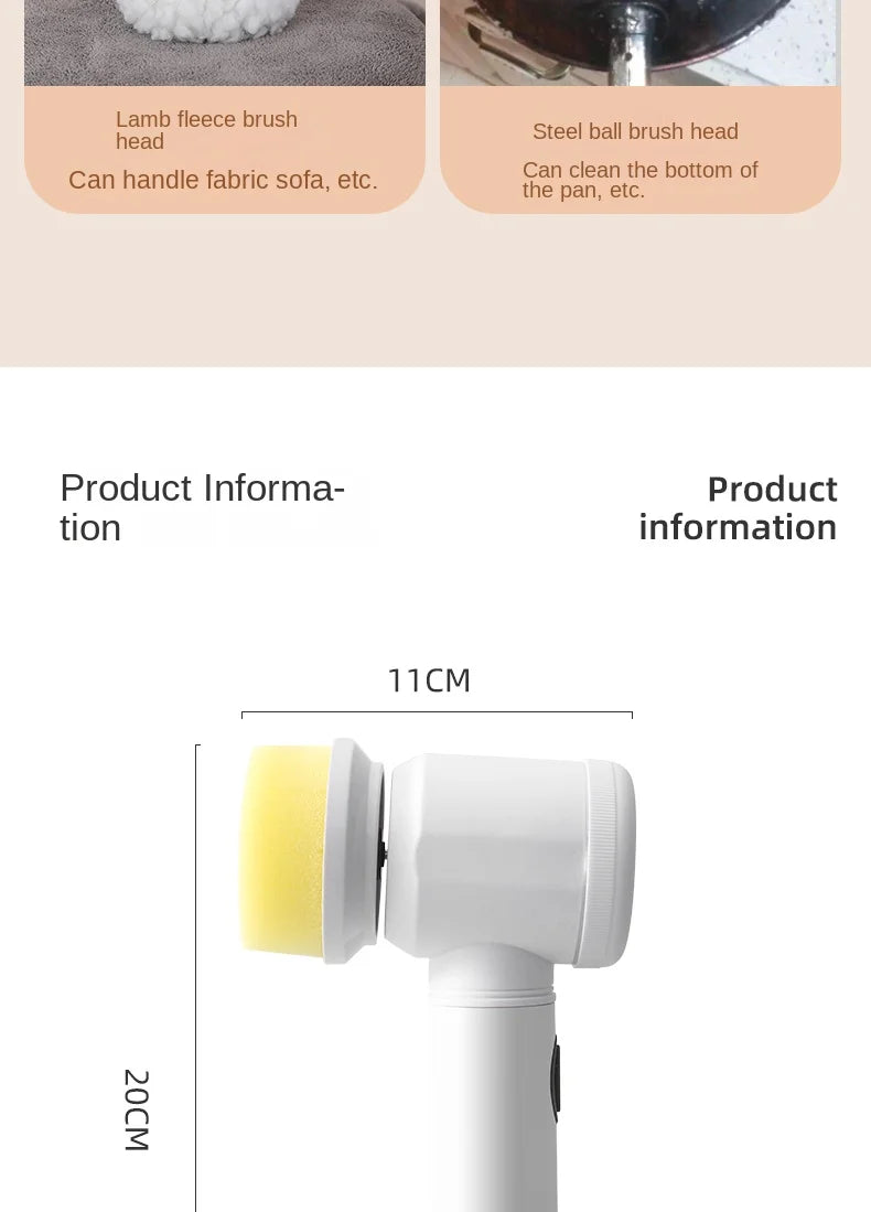 Escova de limpeza elétrica multifuncional para cozinha/louças/panelas/entre outras utilidades