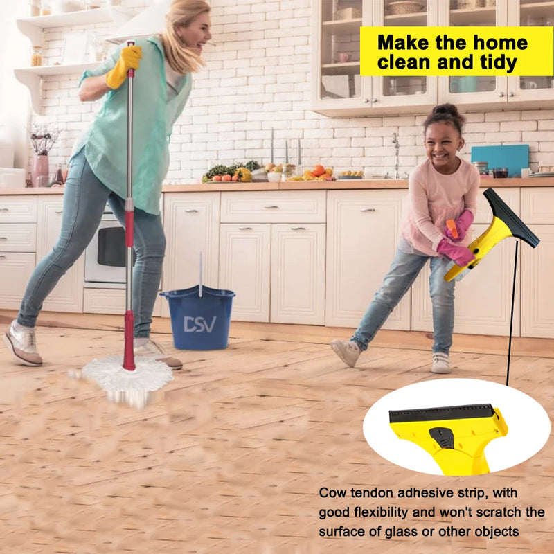 Rechargeable 2-in-1 Window Vacuum Cleaner Set Window Squeegee Electric Cleaning Tool for Tiles, Mirrors,Glass and Countertops